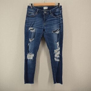 BKE Stella Dark Blue Distressed Skinny Jeans Size 30